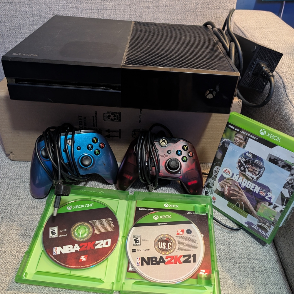 XBOX One Console with Black Finish and Two Controllers